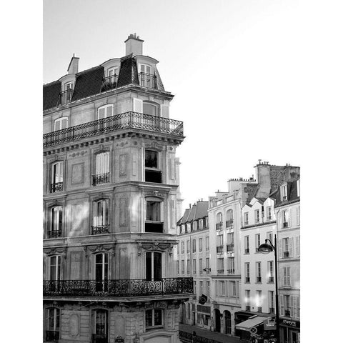 Parisian Stroll I Black Modern Wood Framed Art Print with Double Matting by Chandler, Sharon