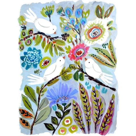 Bird Love I Black Modern Wood Framed Art Print with Double Matting by Fields, Karen