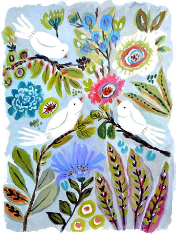 Bird Love I Black Ornate Wood Framed Art Print with Double Matting by Fields, Karen