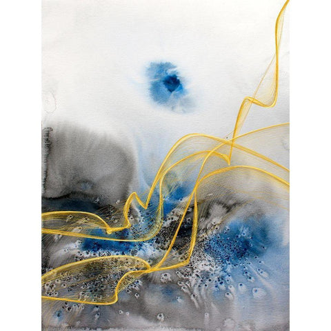Coastal Watercolor Abstract VIII Black Modern Wood Framed Art Print with Double Matting by Orlov, Irena