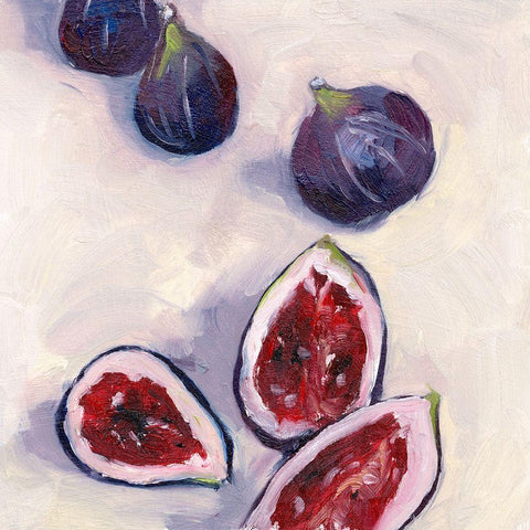 Figs in Oil II White Modern Wood Framed Art Print with Double Matting by Wang, Melissa