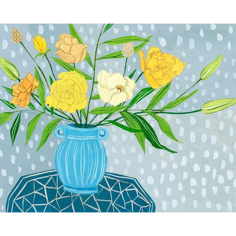 Flowers in Vase II White Modern Wood Framed Art Print by Wang, Melissa