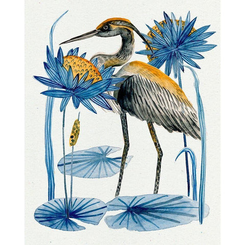 Heron Pond I White Modern Wood Framed Art Print by Wang, Melissa