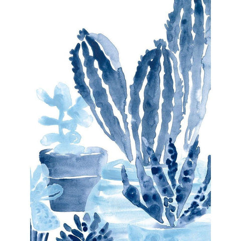 Indigo Succulent I Black Modern Wood Framed Art Print with Double Matting by Vess, June Erica