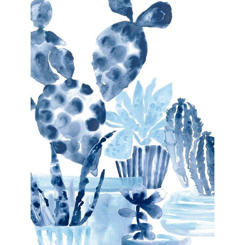 Indigo Succulent II White Modern Wood Framed Art Print by Vess, June Erica