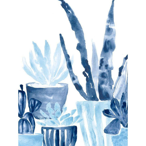 Indigo Succulent III Black Modern Wood Framed Art Print by Vess, June Erica