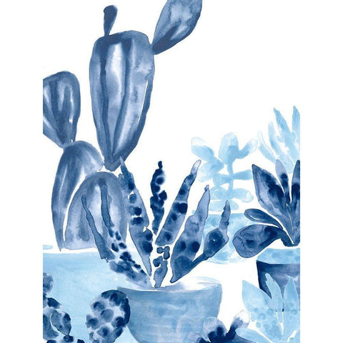 Indigo Succulent IV Black Modern Wood Framed Art Print with Double Matting by Vess, June Erica