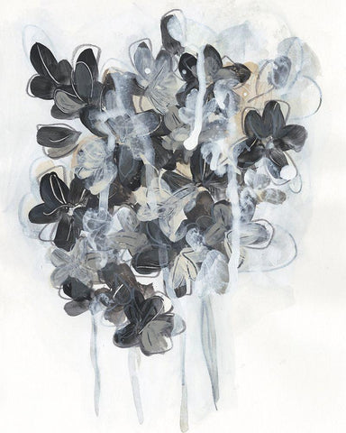 Monochrome Flora I White Modern Wood Framed Art Print with Double Matting by Vess, June Erica