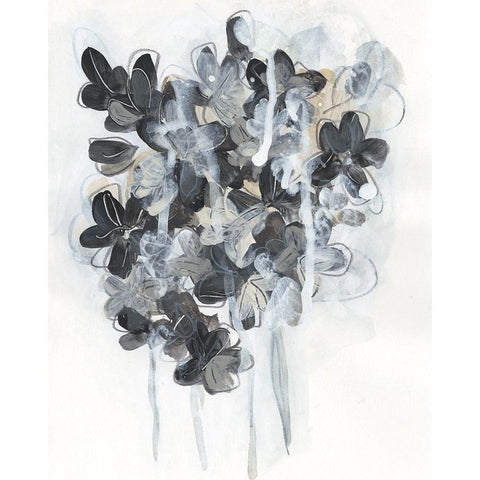 Monochrome Flora I Black Modern Wood Framed Art Print with Double Matting by Vess, June Erica