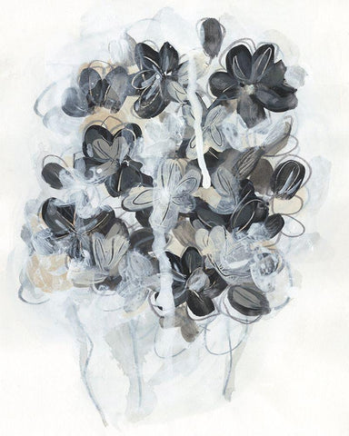 Monochrome Flora II Black Ornate Wood Framed Art Print with Double Matting by Vess, June Erica