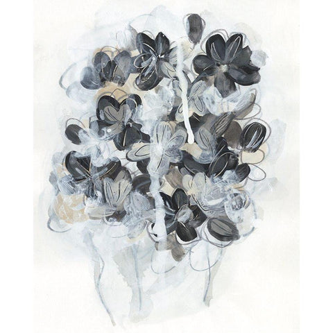 Monochrome Flora II Black Modern Wood Framed Art Print by Vess, June Erica