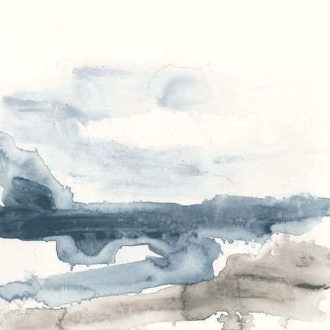 Shoreline Blues IV White Modern Wood Framed Art Print by Vess, June Erica