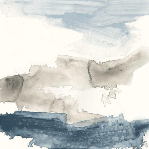 Shoreline Blues V White Modern Wood Framed Art Print by Vess, June Erica