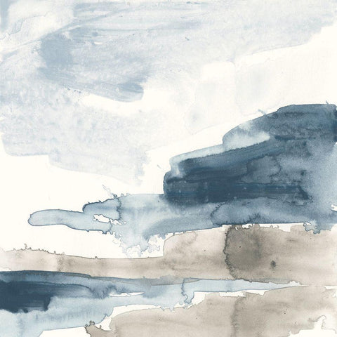 Shoreline Blues VI Black Modern Wood Framed Art Print by Vess, June Erica