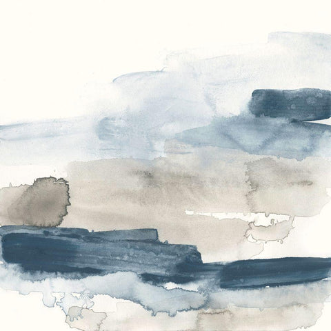 Shoreline Blues IX Black Modern Wood Framed Art Print with Double Matting by Vess, June Erica