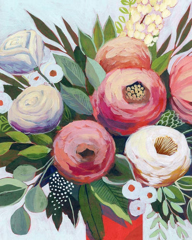 Lustrous Bouquet II White Modern Wood Framed Art Print with Double Matting by Popp, Grace