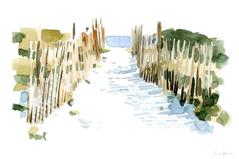 Beach Impressions I Black Ornate Wood Framed Art Print with Double Matting by Caroline, Emma