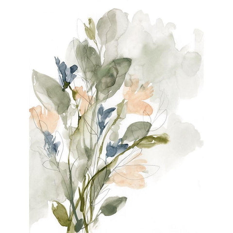 Flower Cluster I White Modern Wood Framed Art Print by Goldberger, Jennifer