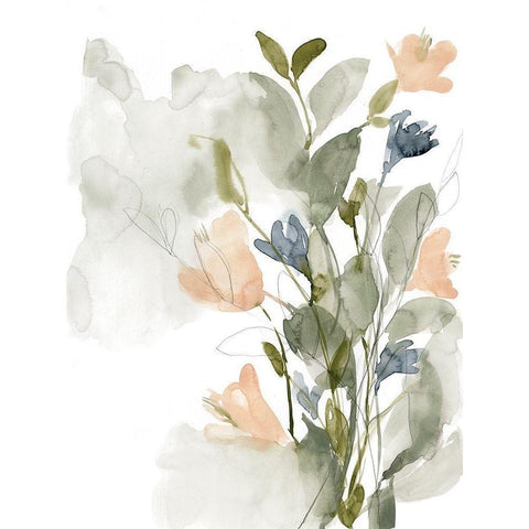 Flower Cluster II White Modern Wood Framed Art Print by Goldberger, Jennifer