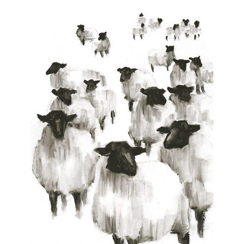 Counting Sheep I Black Modern Wood Framed Art Print by Harper, Ethan
