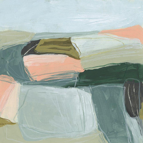 Field Partition II Black Ornate Wood Framed Art Print with Double Matting by Vess, June Erica