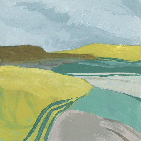 Valley Stream I Black Modern Wood Framed Art Print by Vess, June Erica