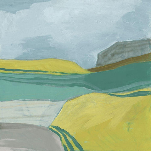 Valley Stream II Black Modern Wood Framed Art Print with Double Matting by Vess, June Erica