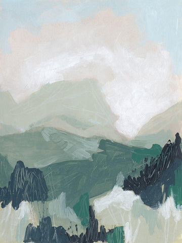 Moss Valley I Black Ornate Wood Framed Art Print with Double Matting by Vess, June Erica