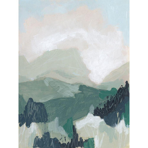 Moss Valley I White Modern Wood Framed Art Print by Vess, June Erica