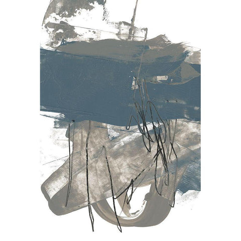 Blue and Grey Swipe I White Modern Wood Framed Art Print by Goldberger, Jennifer