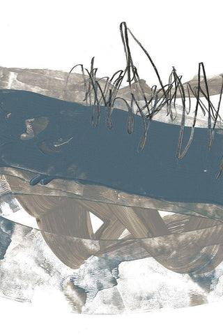 Blue and Grey Swipe II White Modern Wood Framed Art Print with Double Matting by Goldberger, Jennifer