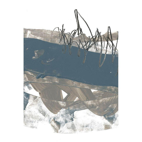 Blue and Grey Swipe II White Modern Wood Framed Art Print by Goldberger, Jennifer