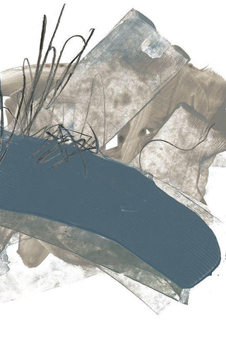 Blue and Grey Swipe III Black Ornate Wood Framed Art Print with Double Matting by Goldberger, Jennifer