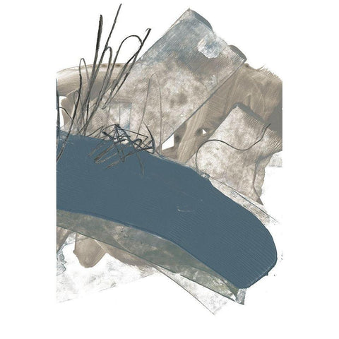 Blue and Grey Swipe III White Modern Wood Framed Art Print by Goldberger, Jennifer