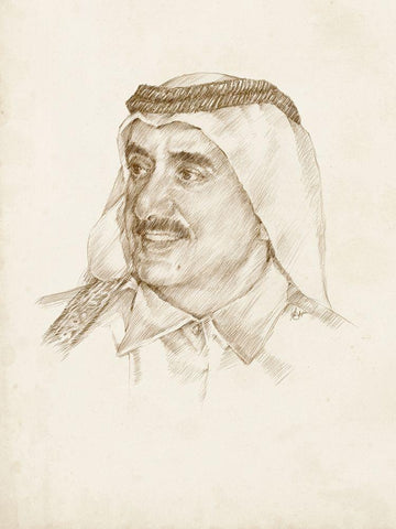 Late Sheikh Maktoum bin Rashid Al Maktoum Black Ornate Wood Framed Art Print with Double Matting by Harper, Ethan