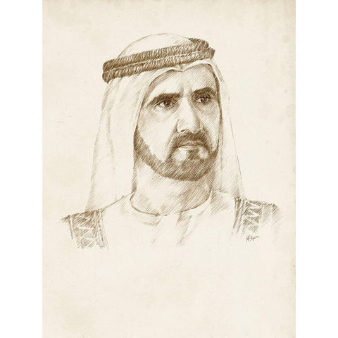 Sheikh Mohammed bin Rashid Al Maktoum Black Modern Wood Framed Art Print by Harper, Ethan