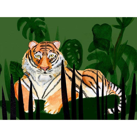 Tiger Tiger II Black Modern Wood Framed Art Print by Ludwig, Alicia