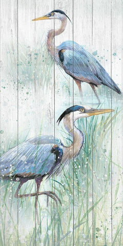 Seaside Heron Pair I Black Ornate Wood Framed Art Print with Double Matting by Studio W