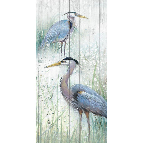 Seaside Heron Pair II White Modern Wood Framed Art Print by Studio W