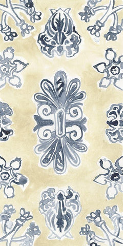 Parchment Motif I Black Ornate Wood Framed Art Print with Double Matting by Vess, June Erica