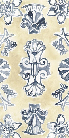 Parchment Motif II Black Ornate Wood Framed Art Print with Double Matting by Vess, June Erica