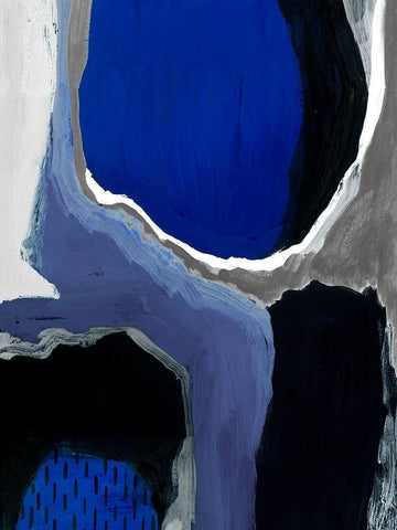 Cobalt Abstract I Black Ornate Wood Framed Art Print with Double Matting by Studio W
