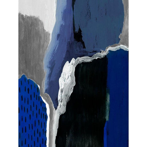 Cobalt Abstract II Black Modern Wood Framed Art Print with Double Matting by Studio W