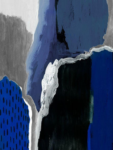 Cobalt Abstract II White Modern Wood Framed Art Print with Double Matting by Studio W
