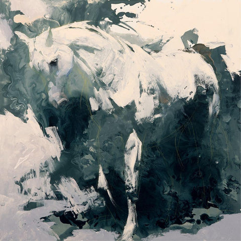 Study in Green Black Modern Wood Framed Art Print by Chapman, Julie T.