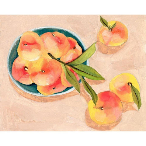 Saturn Peaches I White Modern Wood Framed Art Print by Wang, Melissa