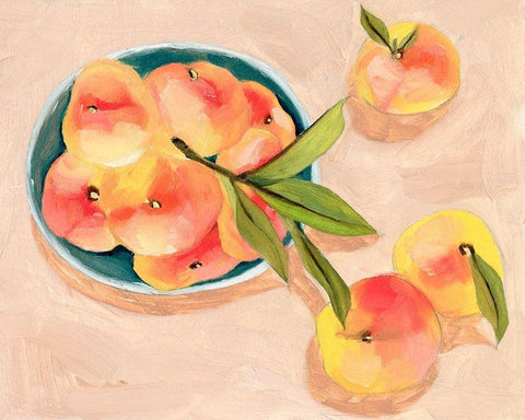 Saturn Peaches I White Modern Wood Framed Art Print with Double Matting by Wang, Melissa