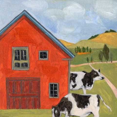 House in the Field I White Modern Wood Framed Art Print by Wang, Melissa