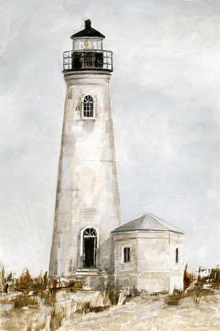 Rustic Lighthouse I White Modern Wood Framed Art Print with Double Matting by Harper, Ethan