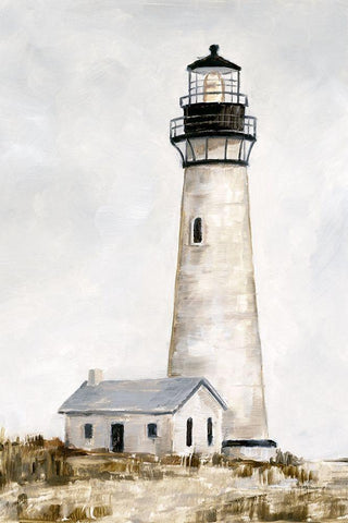 Rustic Lighthouse II Black Ornate Wood Framed Art Print with Double Matting by Harper, Ethan